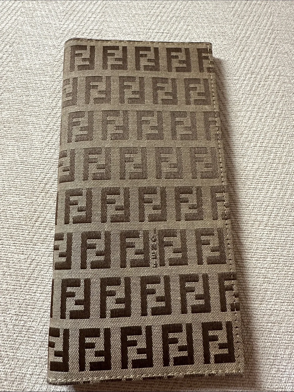 Fendi Brown Tan FF Logo Long Bifold Zucch Wallet